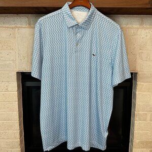 Vinyard Vines Performance Blue & White Golf Shirt - Size XL